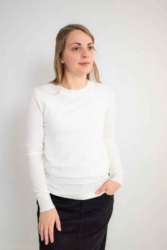 Camille Pintucked Sweater in Ivory