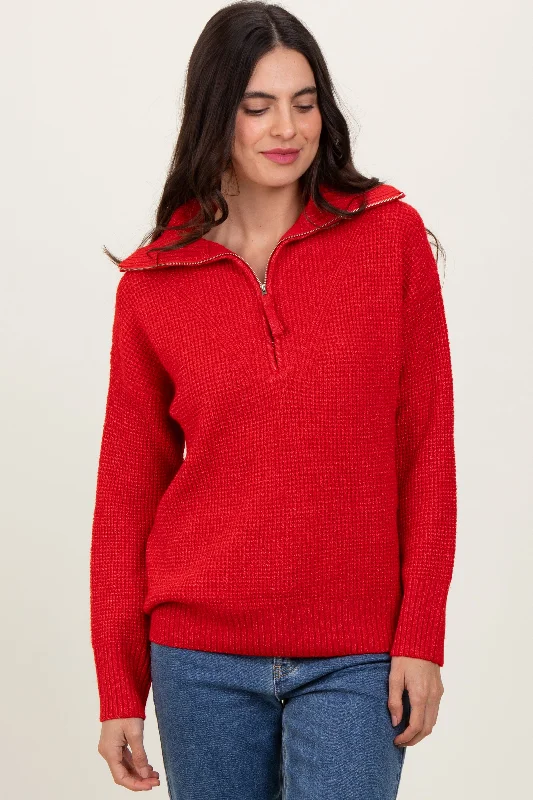 Red Half Zip Pullover Sweater