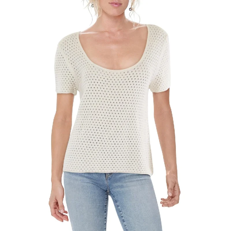 Womens Cotton Scoop Neck Pullover Sweater