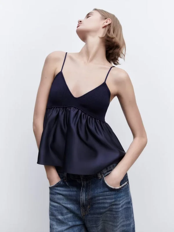 Knit Comfort, Peplum Style: Patched Cami Top