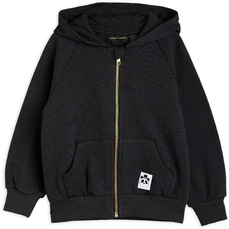 Mini Rodini Black Basic Solid Zip Hoodie