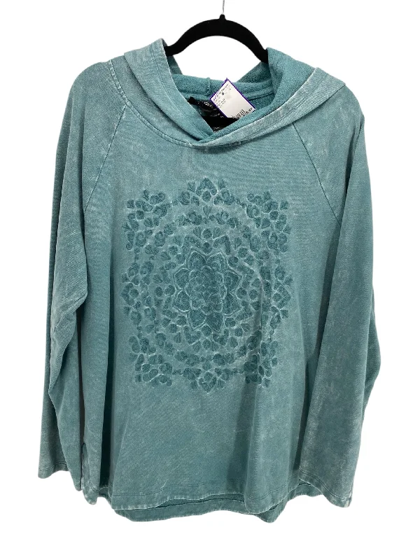 Style & Co. Misses Size XL Teal Print Hoodie