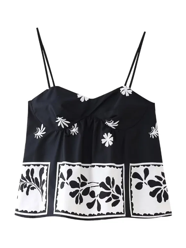 Black & White Cami Floral Top for Women