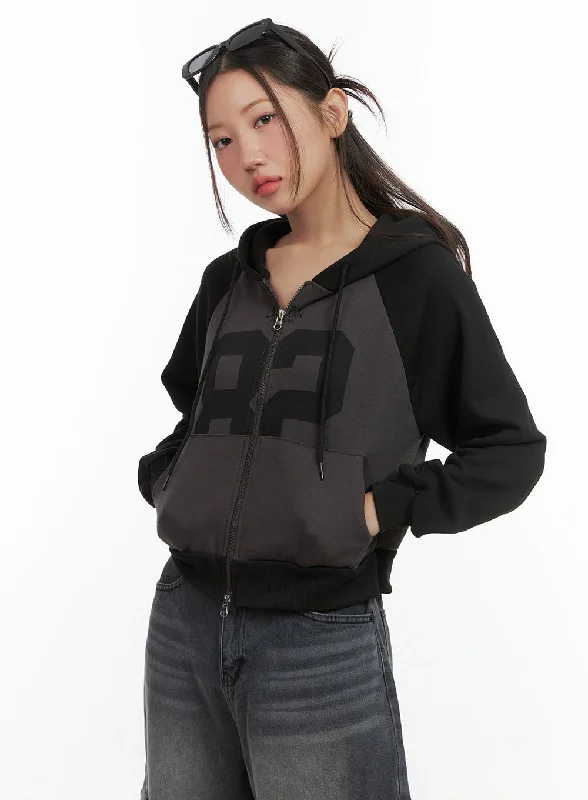 Lettered Zip Up Hoodie CO417