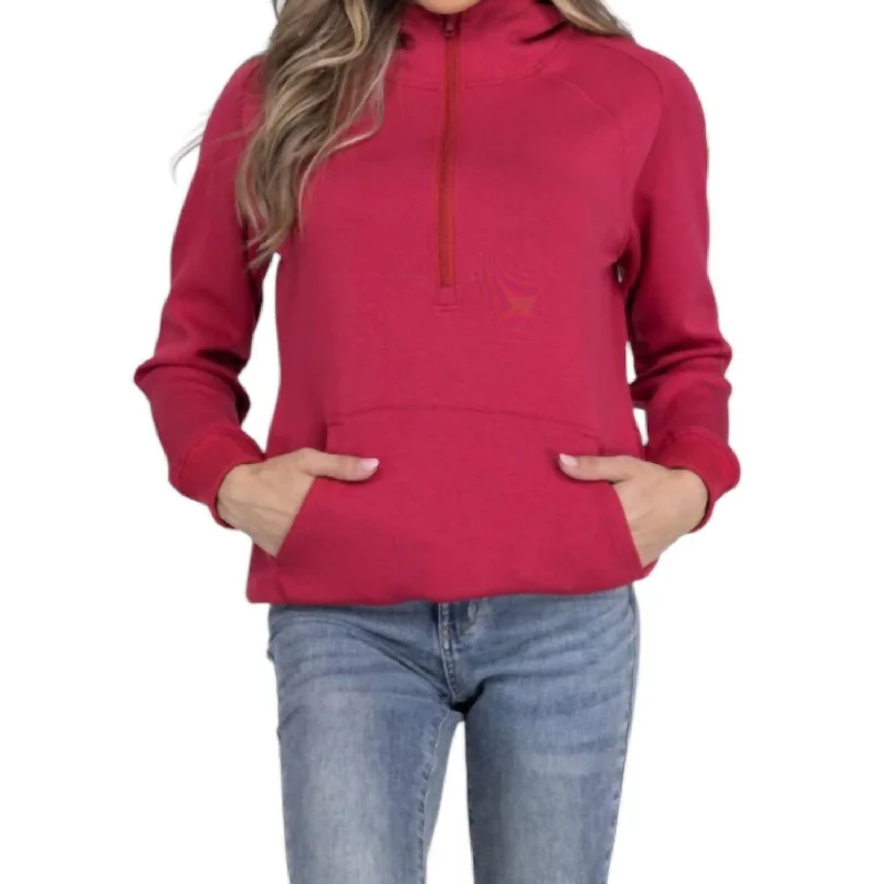 Scuba Halfzip Hoodie In Berry