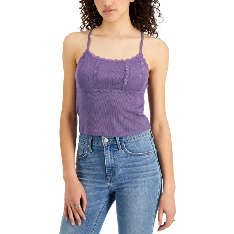 HIPPIE ROSE - Juniors' Lace-Trim Ribbed Camisole Top