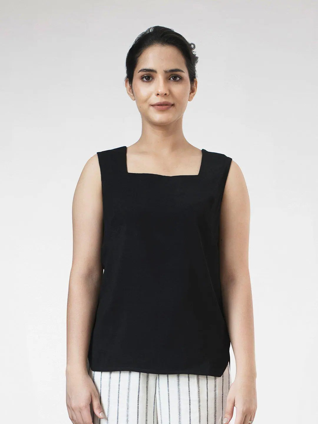 Poly Moss Square Neck Camisole - Black