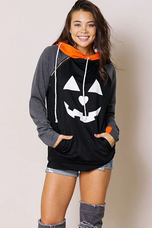 Jack-O-Lantern Face Graphic Hoodie