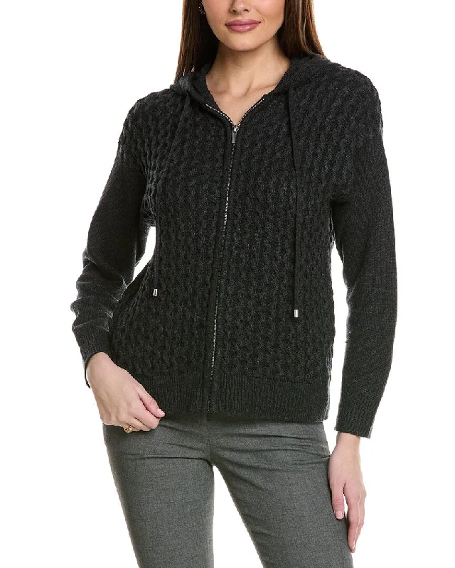 Anne Klein Zip Wool & Cashmere-Blend Hoodie