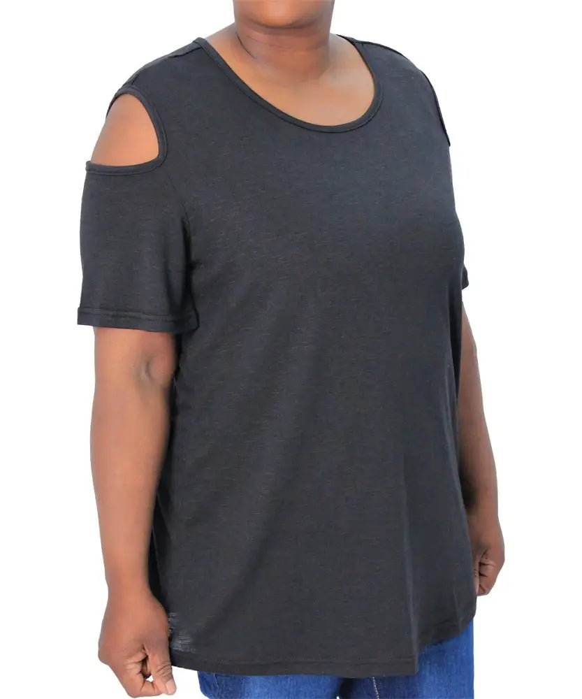 Ladies Plain Cold Shoulder Top