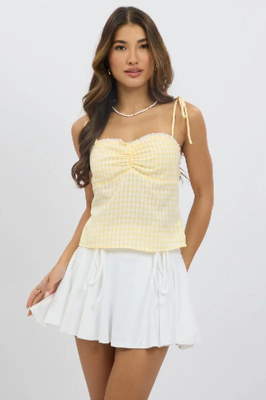 Yellow Check Cami Top Backless