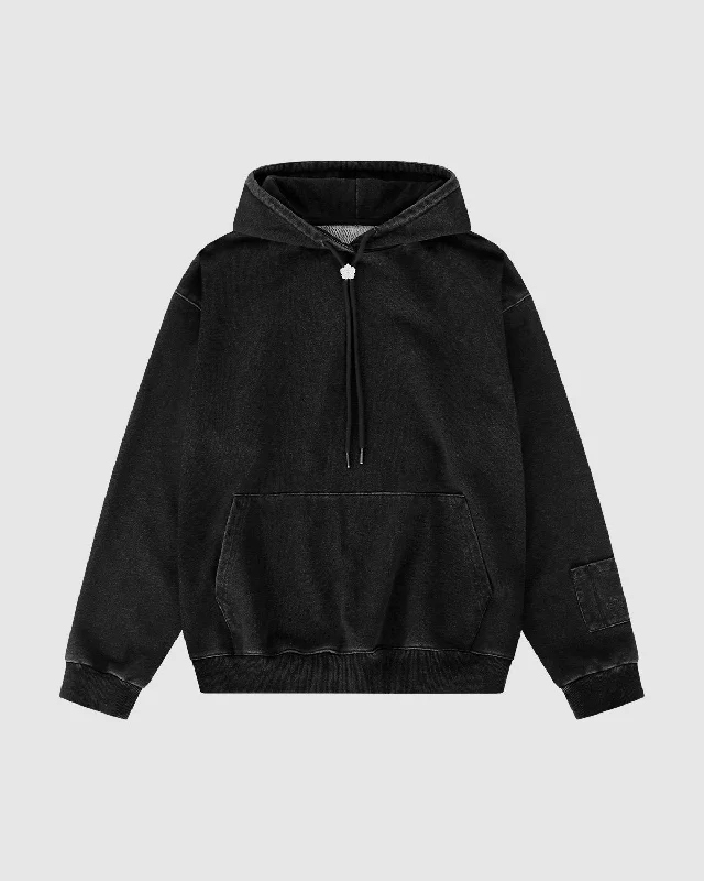 CHARCOAL LOGO BOLO TIE HOODIE