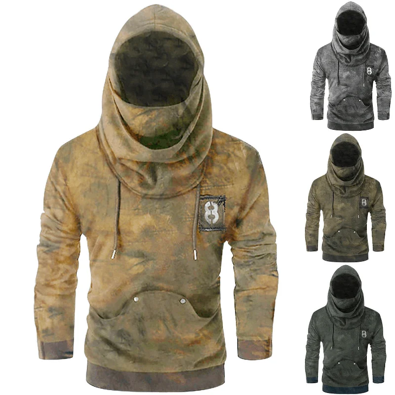 Fashionable Style Fried Street Long-Sleeved Masked Hoodie