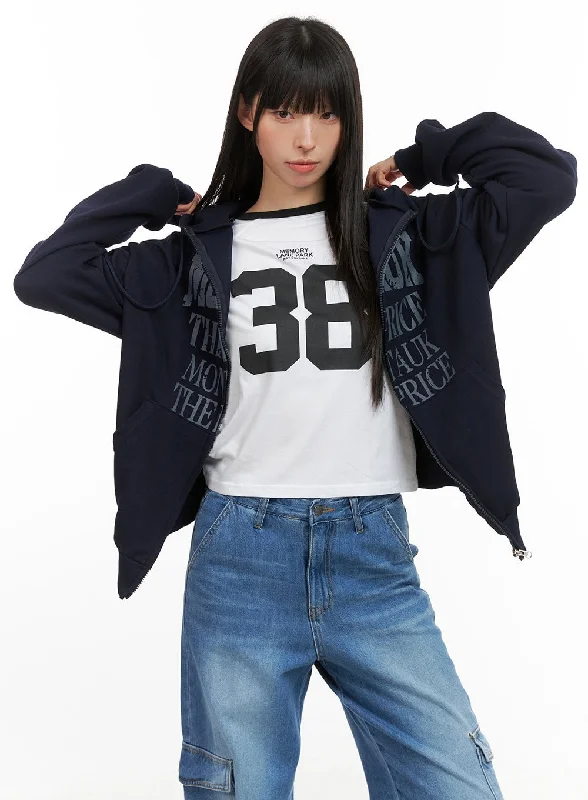 Cozy Lettering Hoodie Jacket CG420