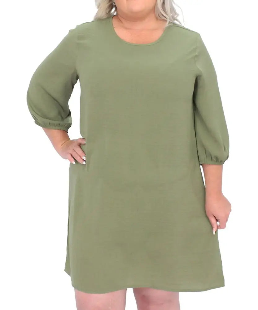 Ladies Plain Peasant Midi Dress