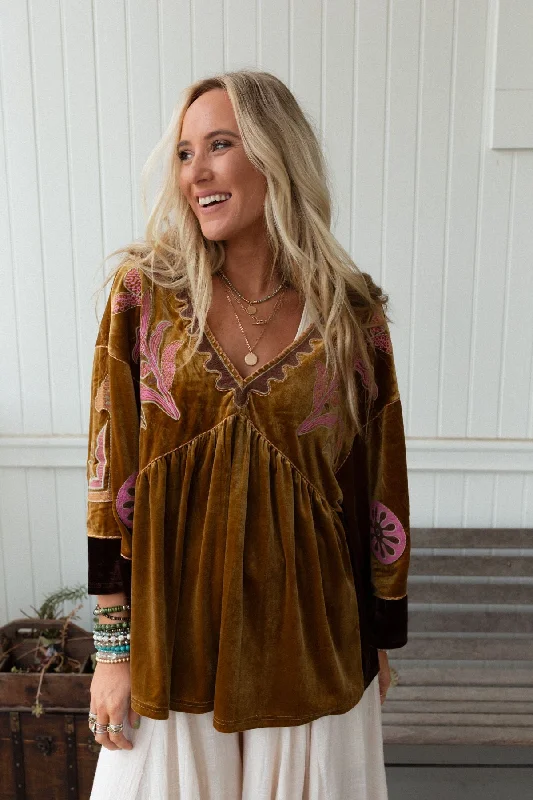 Velvet Charm Tunic - Brown