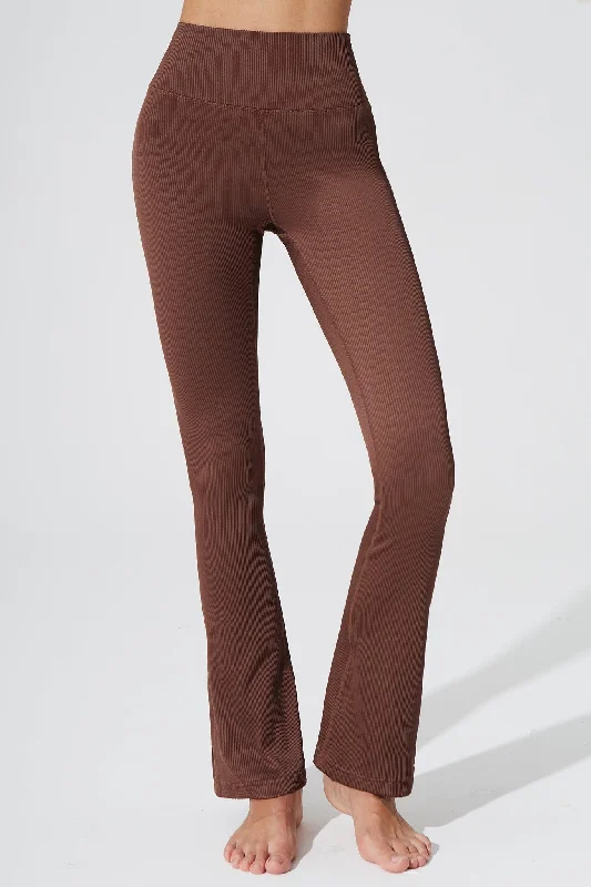 Evana Flare Ribbed Legging - Maroon Choco