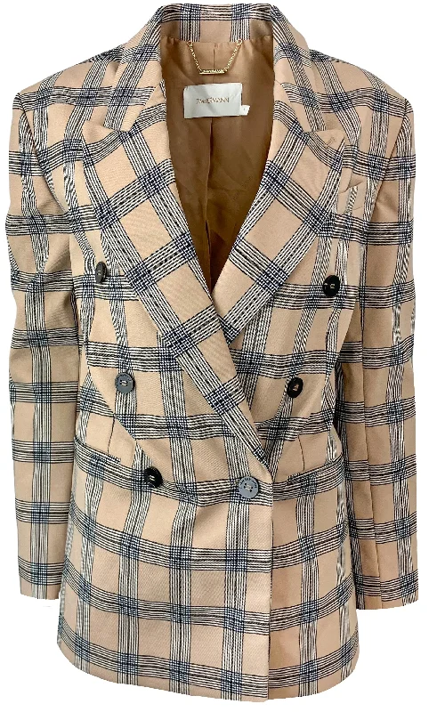 Zimmermann Luminosity Checked Blazer in Cream/Black