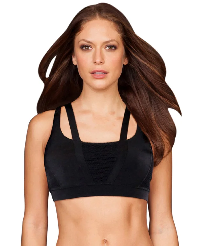 TLF Apparel Prima Black Strappy Devant Low Impact Bra