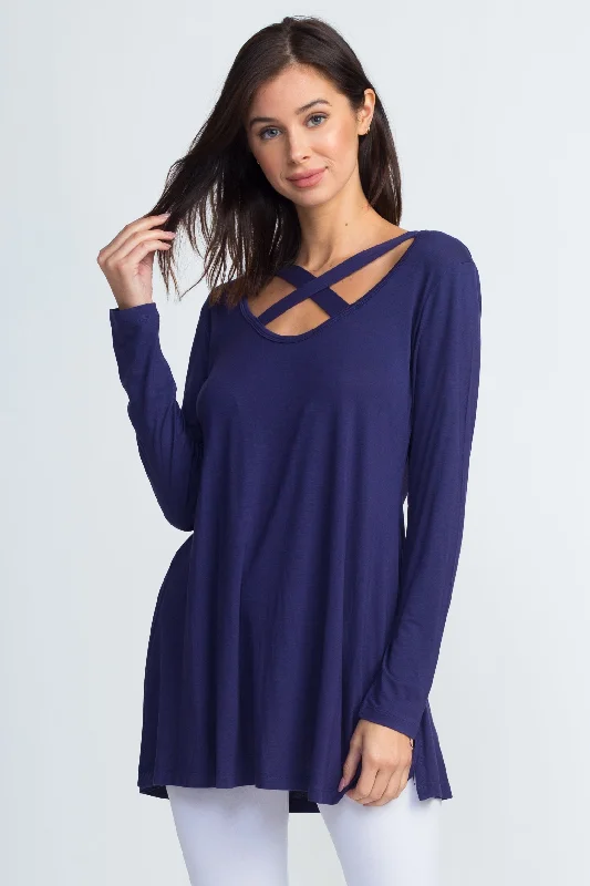 Criss Cross Strappy Neck Tunic Top