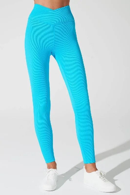 Bondi V Ribbed Legging - Pacific Blue