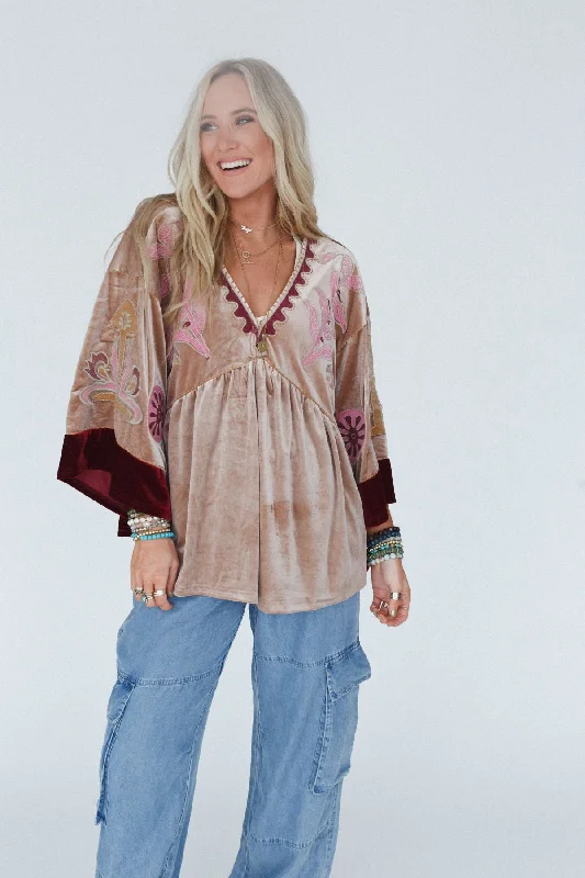 Velvet Charm Tunic - Khaki