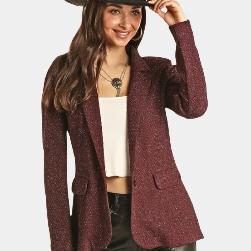 Rock & Roll Denim Burgundy Shimmer Blazer