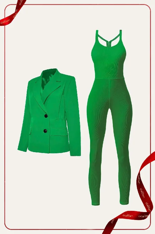 Suave Jumpsuit & Tifan Blazer - Fern Green