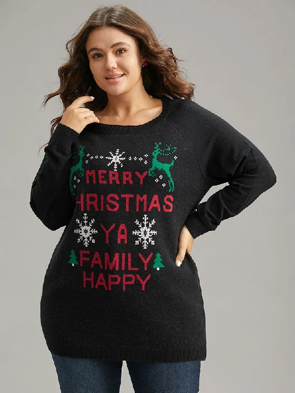 Supersoft Essentials Christmas Elk Letter Crew Neck Pullover