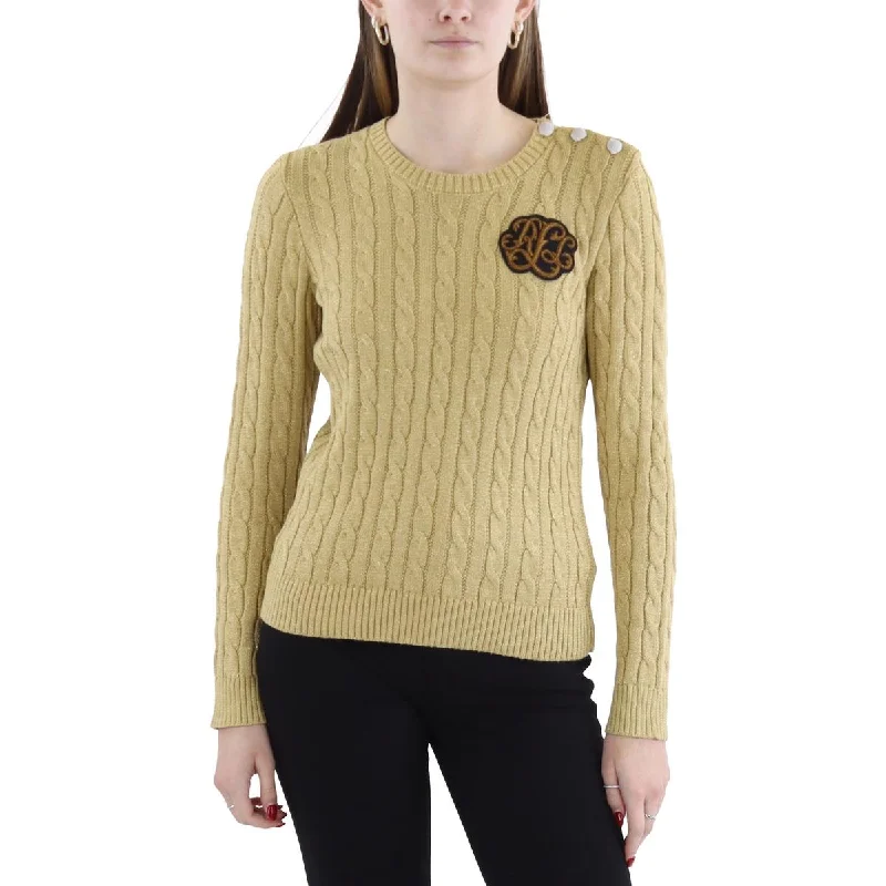 Womens Patchwork Button Trim Pullover Sweater