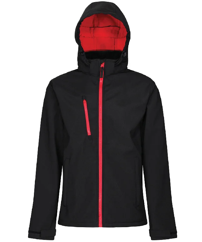 Black/Red - Venturer 3-layer hooded softshell jacket