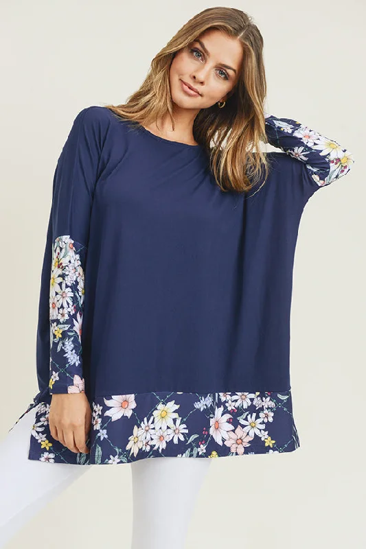 Floral Detail Oversized Tunic Top