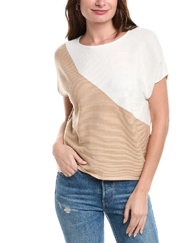 T Tahari Colorblock Rib Pullover