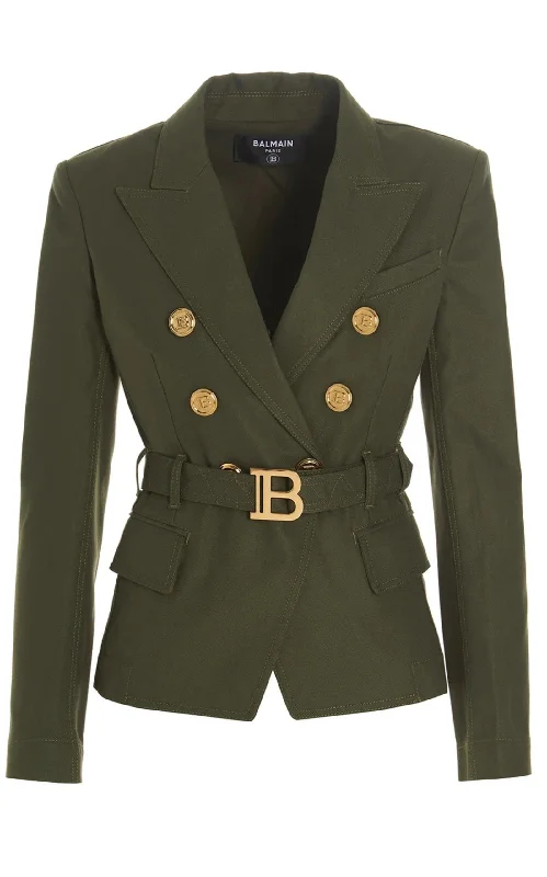 Belted Double-Breasted Blazer Jacket