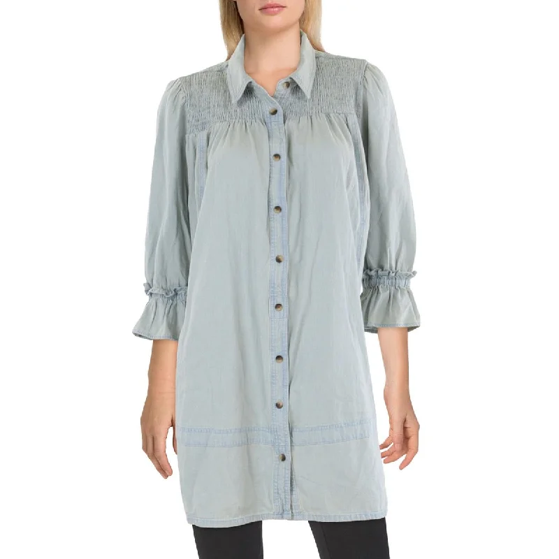 Free People Womens Cotton mocked Tunic Top