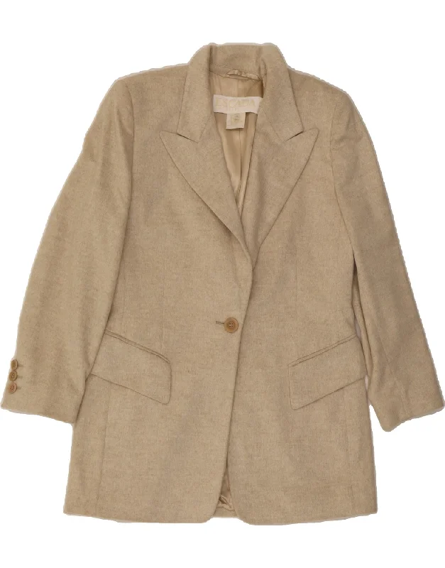 ESCADA Womens 1 Button Blazer Jacket IT 42 Medium Beige Angora