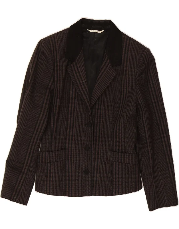 SPORTMAX Womens 3 Button Blazer Jacket UK 14 Medium  Black Check Wool