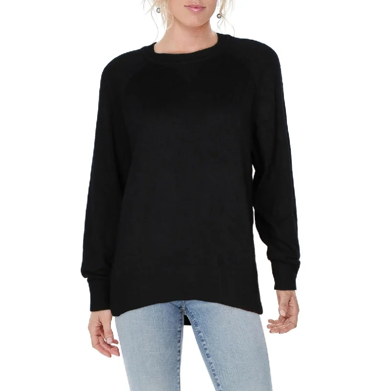 Womens Ribbed Trim Split Hem Pullover Sweater