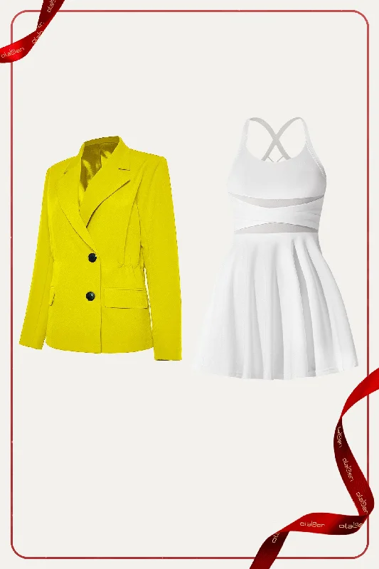 Avena Dress & Tifan Blazer - White