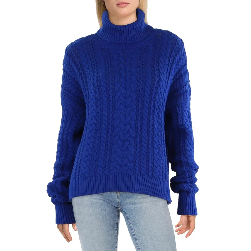 Womens Cable Knit Pullover Turtleneck Sweater