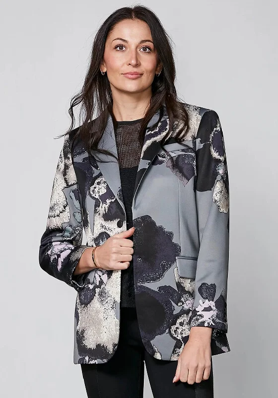 Nu Denmark Yoko Floral Print Blazer, Grey