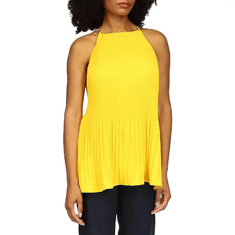 MICHAEL Michael Kors Womens Chiffon Chain Strap Tunic Top