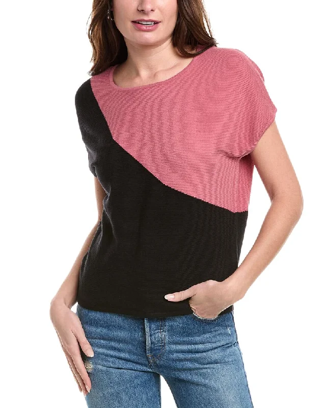 T Tahari Colorblock Rib Pullover