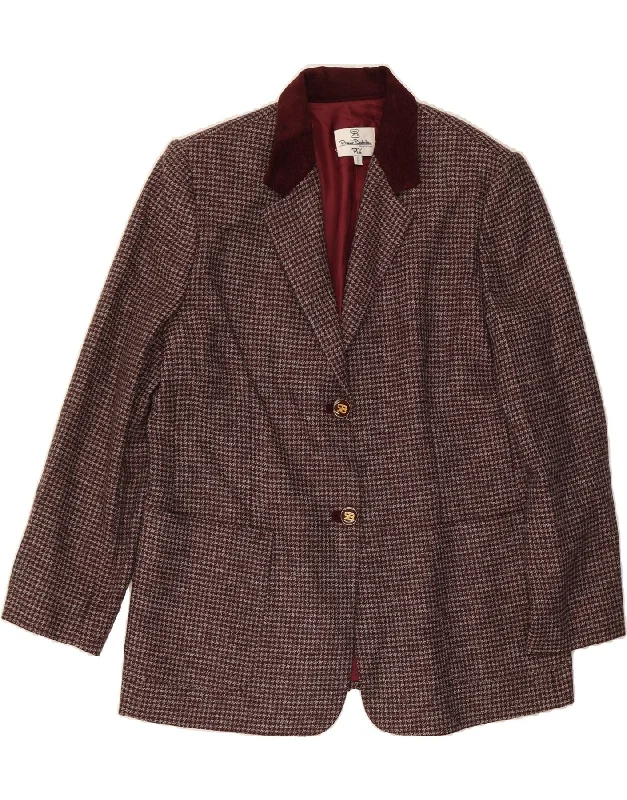 RENATO BALESTRA Womens Blazer Jacket IT 50 XL Burgundy Check Classic