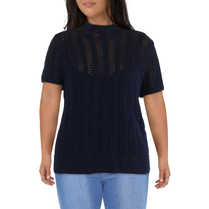 Lauren Ralph Lauren Womens Plus Knit Ribbed Trim Pullover Sweater