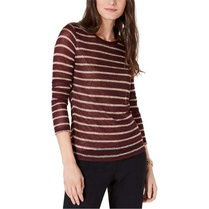 Michael Kors Womens Metallic Stripe Pullover Sweater, Purple, X-Small