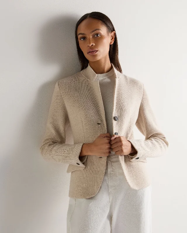 Women's Wool Cashmere Utility Blazer Ecru White