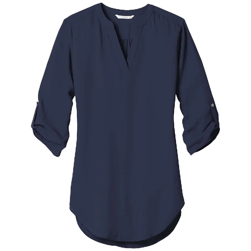 Port Authority Women's True Navy 3/4-Sleeve Tunic Blouse