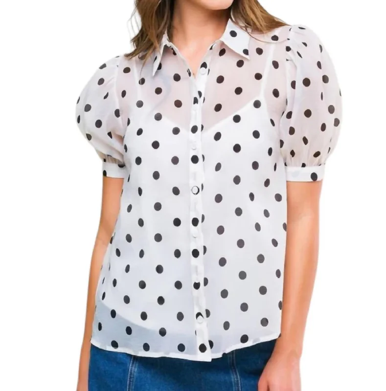 Jacqueline Polka Dot With Cami Top In White/black