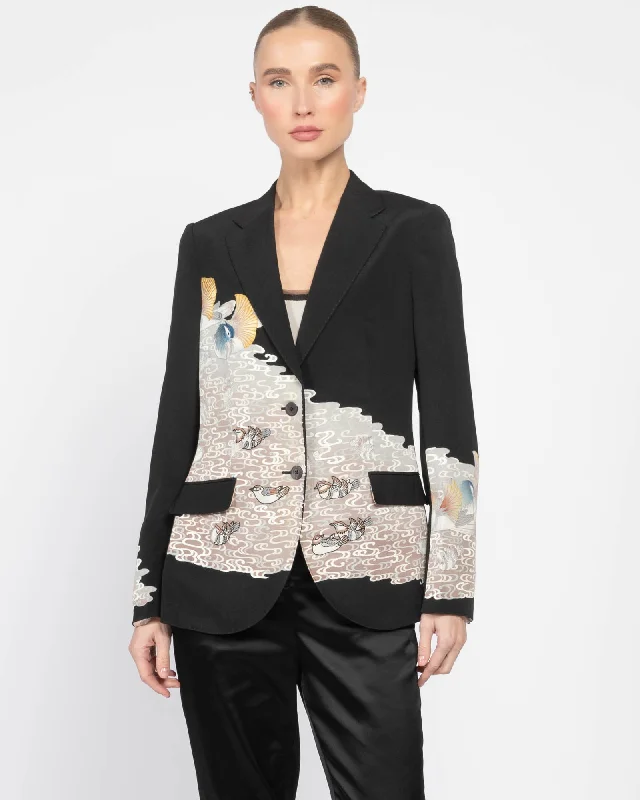 Single-Breasted Kimono Embroidered Blazer